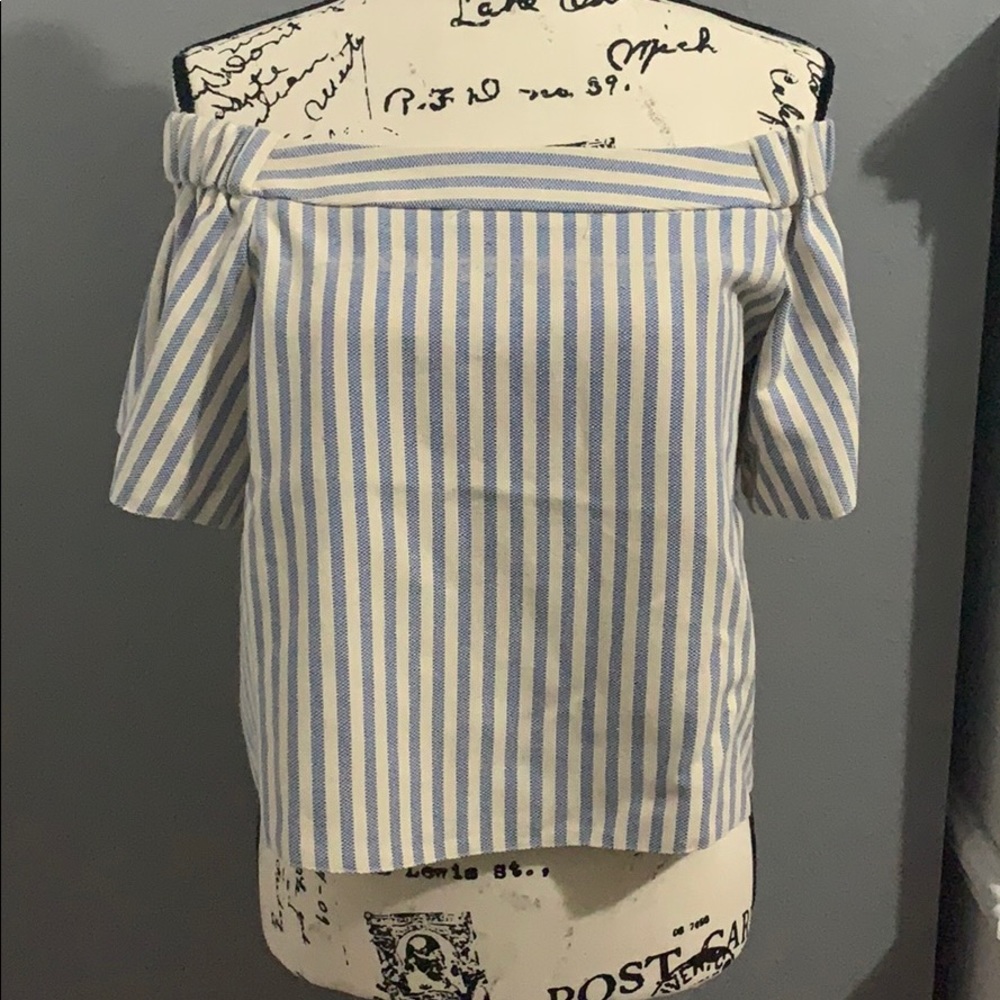 Do+ Be Blue And White Striped Blouse